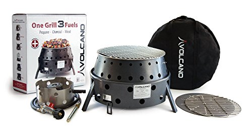 Volcano Grills 3-Fuel Portable Camping Stove/Fire Pit, Charcoal, Collapses Down to 5 inches; for...