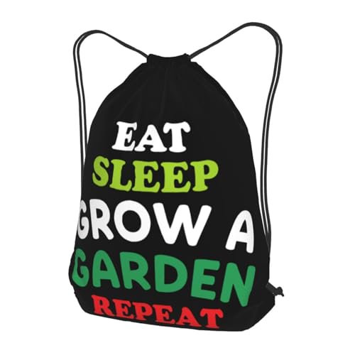 Eat Sleep Grow A Garden Repeat Bag Funny Drawstring Backpack Polyester Adjustable Laptop Backpacks Travel Bags 19.6X16.5 inch3