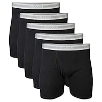 Gildan Men's Regular Leg Boxer Briefs, Medium, Black, 5 Pack