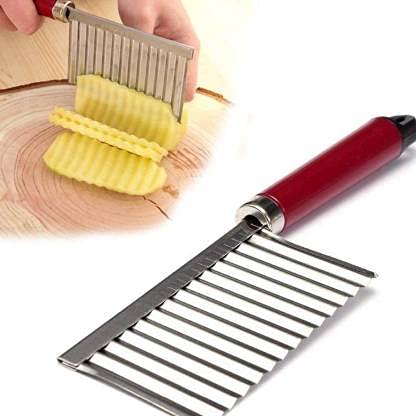 Shiv Home World -Cut Knife Potato Chip Cutter with Wavy Blade French Fry Cutter Vegetable Potato Chip Cutter with Wave Blade Cutter Potato Grater & Slicer (1 Crinkle Cut Knife)