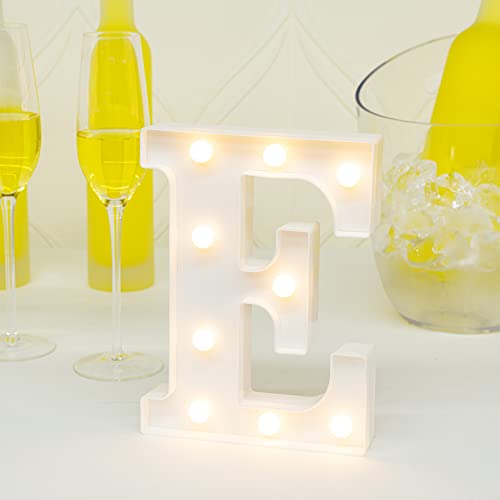 Image of Restaurantware Illumify 6.4 x 1.2 x 8.7 Inch Light Up Letter 1 Durable Marquee LED Light - Letter E Touchproof White Plastic Party Light Keyhole Slot For Parties Weddings Or Special Events