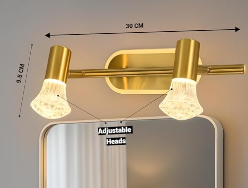 Image of FILLISKA 3 in 1 Double Wall spot /Picture /Display /Mirror Light with Adjustable Head and Colour Changing Function (Classic Gold Crystal-6482)(1 Year Warranty)