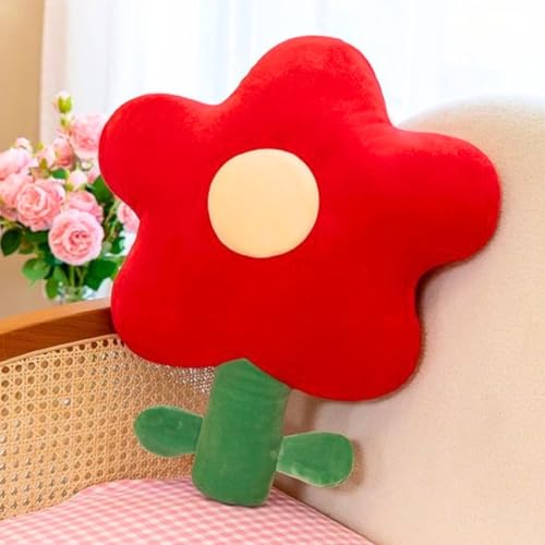 Image of Tickles Flower Soft Stuffed Plush Pillow Cushion for Kids Boys & Girls Birthday Gift Sofa Room Decor (Size: 30 cm Color: Red & Green)