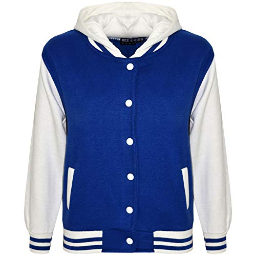 Girls Boys B.B Hooded Plain Jacket Baseball Style Lightweight Comfortable Coat For Childrens New Age 2-13 Years