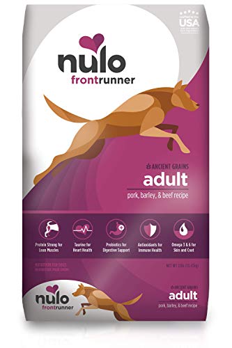 Image of Nulo Frontrunner Dry Dog Food for Adult Dogs - Grain Inclusive Recipe with Pork, Barley, & Beef - All Natural Pet Foods with High Taurine Levels - Animal Protein for Lean Strong Muscles
