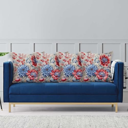 Housse de coussin avec fermeture éclair invisible à fleurs 40x40 - 5