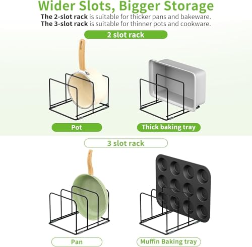 Image of Cast Iron Frying Pan Holder Organizer Rack, Pans Pot Stand cutting board Dish Rack Storage Stand for Kitchen Cabinet, Countertop, [ Without pan]