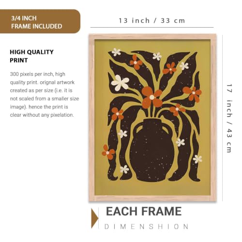 Image of kotart Boho Art Home Decoration Painting | Aesthetic Paintings With Frame For Living Room Bed Room Hotel Wall Decor Digital Reprint Set of 3 (13X17 inch)