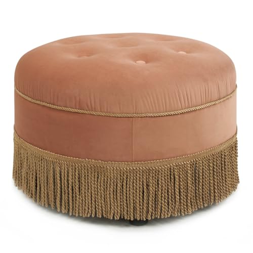 Jennifer Taylor Home Yolanda Upholstered Round Accent Ottoman, Peach...