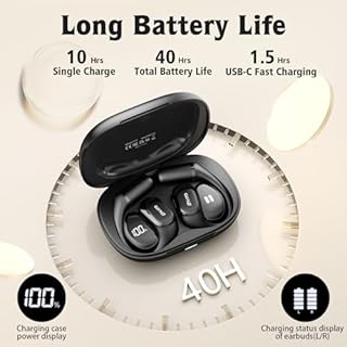 OHAYO Open Ear Headphones, Wireless Bluetooth Running Headphones With ENC Mic, Sports Earphones with 40H Playtime, Secure Fit Ear Hook, IPX6 Waterproof for Gym,Running, Office, Rich Bass, Clear Calls