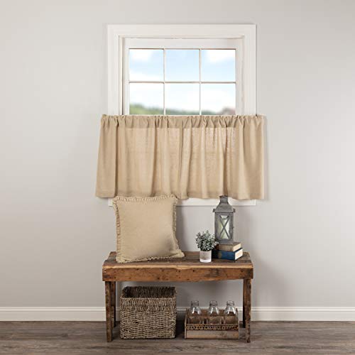 VHC Brands Burlap Farmhouse Vintage Tier Set of 2 Curtains 24x36