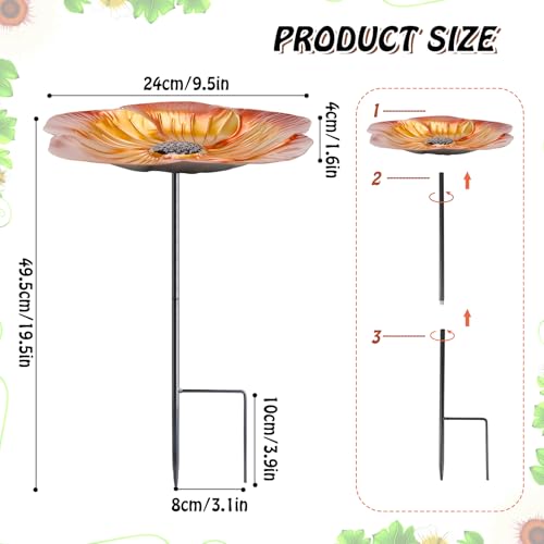 Vogelfutterstation aus Eisen, in Blumenform, Vogeltränke, für den Außenbereich, auf Fuß, frostbeständig, Vogeltränke, groß, stehend, mit Fuß, für Hof, Garten, Rasen