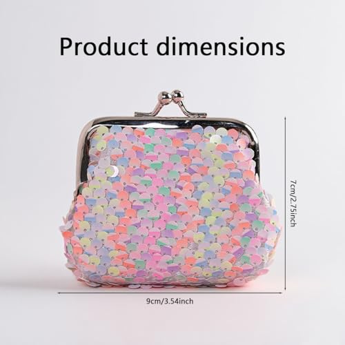 2 Pcs Sequin Coin Purses, Reversible Sequin Little Wallet with Kiss-Lock Closure - Color Change Purse for Coins, Wallets for Girls 6-8, Mini Purse 9x7cm3