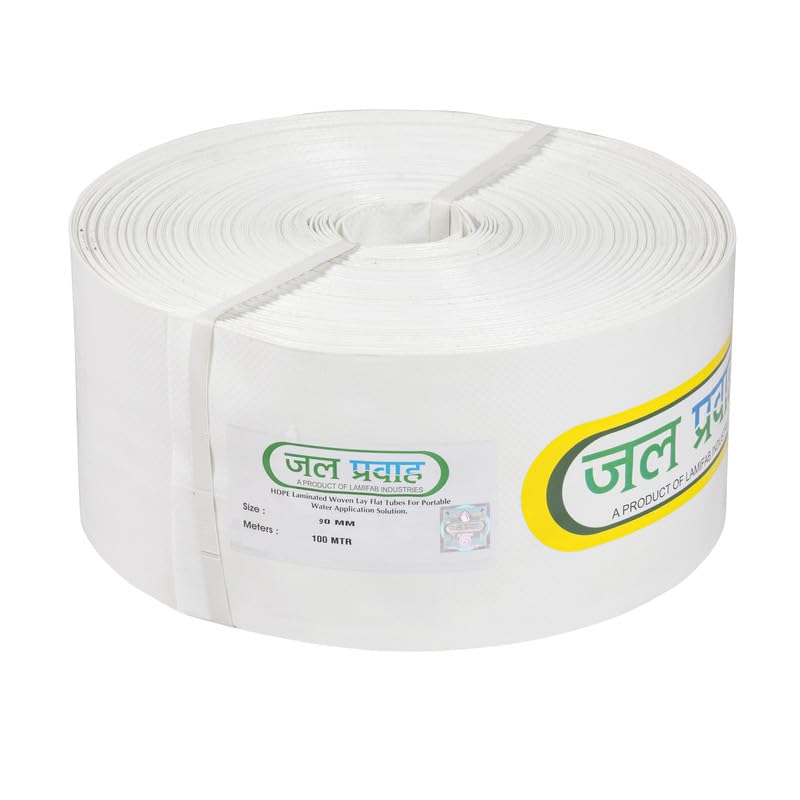 Jal Pravah HDPE lapeta tube pipe 3.5 inch 100 meter with Repair Kit | hdpe laminated woven lay flat tube | UV Protected Multi layered | Light weight, High Pressure bearing | 100 meter (3.5 inch/90mm) - Image 2 thumbnail
