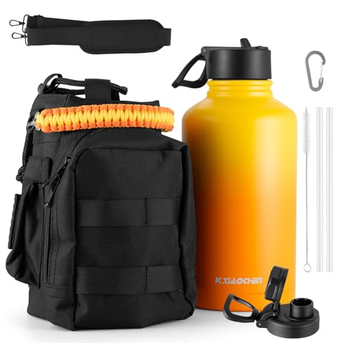 KXIAOCHEN Insulated Water Bottle, Stainless Steel Water Bottle, 2 Lids (Straw and Handle Lid),Wide Mouth Metal Water Bottles Keep Hot and Cold, Double Walled, Thermo Mug, Metal Canteen