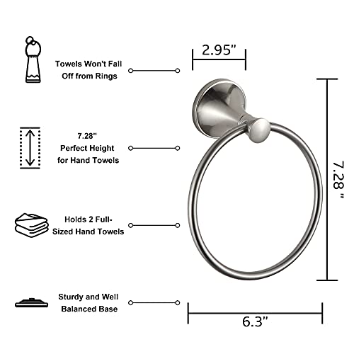 Bvl Towel Ring Brushed Nickel, Hand Towel Holder Ring Hanger For Bathroom Kitchen ,Metal Round Towel Holder Wall Mounted Towel Rack,2 Pack #TOP2