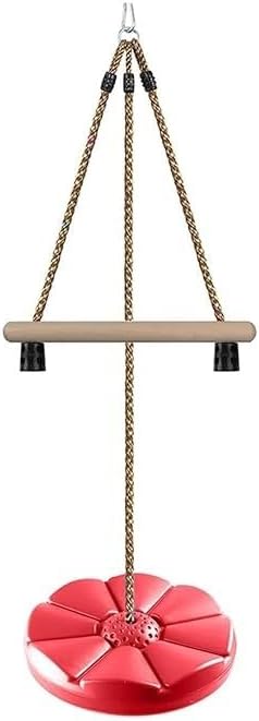 Monkey Bar Swing for Kids, Disc Swing for Kids, Swing Set Accessories, Tree Swing for Backyard, 7FT Height Adjustable Playground Accessories for Boys Girls Red