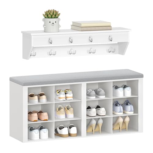 Hzuaneri Garderobe mit Sitzbank, Schuhbank mit Sitzfläche, Eingangsbank 30 x 104 x 49 cm,...