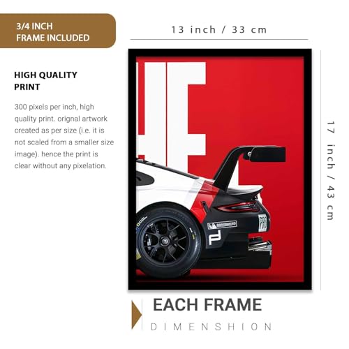 Image of walllane Big Porsche Car Framed Posters Gift Items for Boys Room Wall Decoration Bedroom Living Room Office Studio Decor | Car Poster Frame for Wall Decor Set Of 3 Size (13x17 inch), Framed