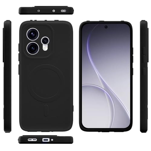 Image of Back Cover Compatible with Oppo Reno15 5G | MagFit Ring Design (Non-Magnetic) | Shockproof Case | Anti-Slip Grip | Raised Camera Edges | Slim Protective Case for Oppo Reno15 5G (Matte Black)