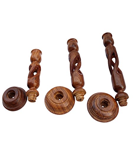 Image of ITOS365 Handmade Wooden Candle Stand - Set of 3 | Decorative Wood Finished Wax Candle Holder for Home, Office & Living Room Decor | Handcrafted Tealight Holder Gift Item for Diwali & Festivals