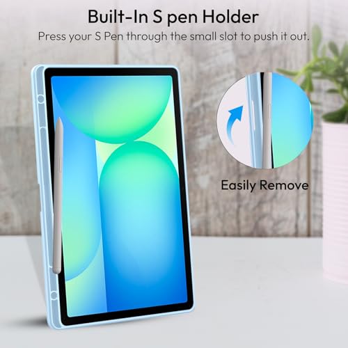Image of Robustrion Cover Case for Samsung Galaxy Tab S10 FE Plus 13.1 inch Cover with [Pencil Holder] Hybrid Cover for Samsung Tab S10 FE Plus 13.1 inch Tablet [Auto Sleep Wake Support] - Ocean Blue