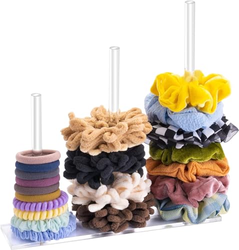 Meiqils 3-Tier Acryl Scrunchie Halter Stand, Haar Zubehör Organizer, Clear Hair Tie Organizer Lagerung für Frauen Teen Girls Geschenke Trendy Zeug, Haar Krawatte Store Scrunchie Halter