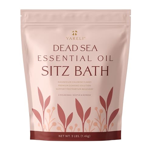 Yareli Sitz Bath Soak for Postpartum Recovery and Hemorrhoid Relief, with Dead Sea Magnesium Bath Salt Flakes and Essential Oils, 3lbs