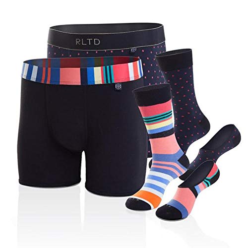 RLTD Men's Boxer Briefs Socks Underwear Set, Flying Cross|Lucky, Medium 6 Piece 2 Pack