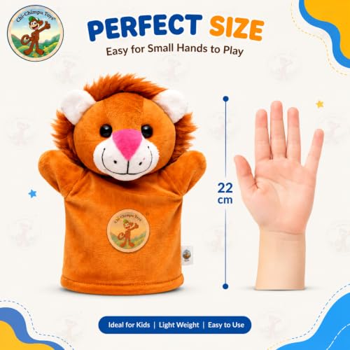 Image of Lion Puppet Soft Hand Puppet for Kids Role Play Storytelling Educational Toy
