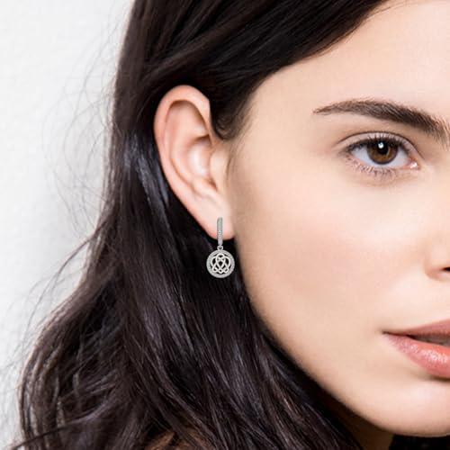 Celtic Knot Earrings for Women S925 Sterling Silver Heart Knot Hoop Earrings Cubic Zirconia Knot Round Dangle Earrings for Sensitive Ears Irish Celtic Jewelry Gift for Christmas Birthday by JANIEYS - Used condition - Image 6
