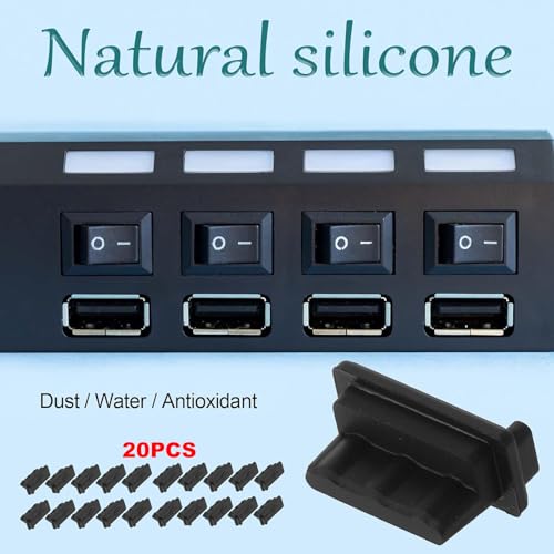 20 Pcs USB A Type Female Port Cover Caps - Silicone USB Port Plugs Dust Cover,Protect USB Ports from Dust and Oxidation, Compatible with USB Type A Female Interface, Easy to Install（Black） - image 5