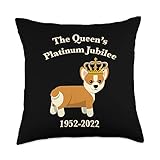 The Queen Platinum Jubilee Corgi with Crown Dog Lover Pet Throw Pillow