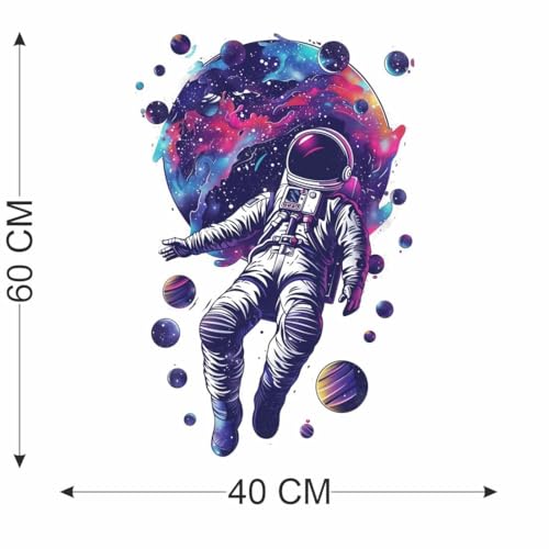 Image of Galaxy Astronaut Wall Sticker | Self Adhesive Space Theme PVC Wall Decal for Ki-ds Room, Bedroom, Nursery & Playroom Decor