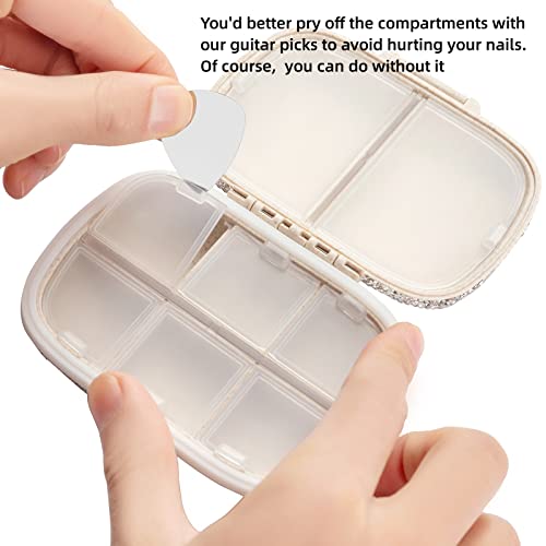 Image of Cute Pill Organizer Small Bling Pill Case for Purse Medicine Vitamin Container Holder Daily Pill Box Container for Women Travel Medicine Kit(Peach)