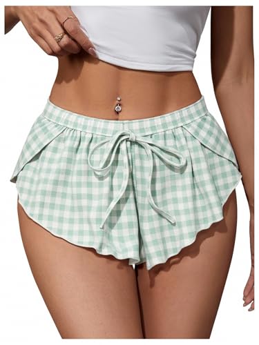 Image of MakeMeChic Women's Pajama Bottoms Floral Print Tie Front Micro Short Side Slit Summer Lounge Shorts