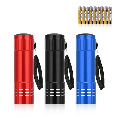 flintronic Mini LED Taschenlampe, 3 Pack Aluminium Kinder Taschenlampe Klein mit 9 AAA Batterien, LED Schlüsselanhänger Taschenlampe für Camping,...