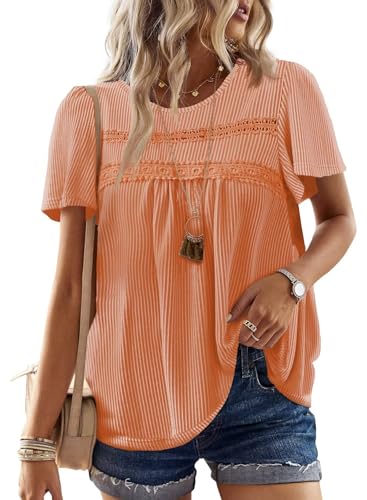 Falechay Summer Tops for Women 2025 Bright Orange Fashion Womens