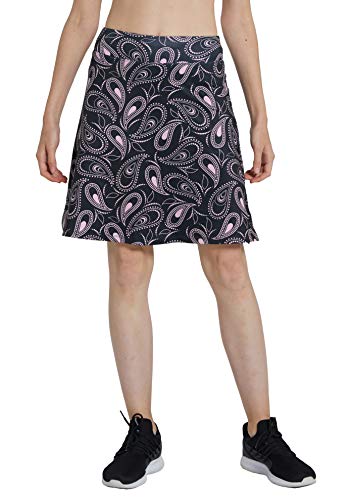slimour Women Knee Length Skirts with Shorts Modest Skirt with Pockets Golf Skorts Long Paisley XL