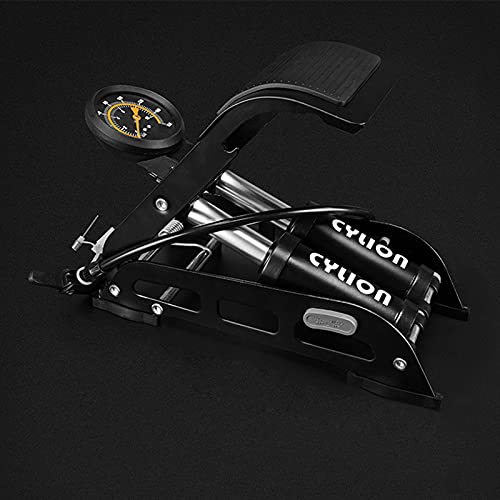 QJFCare Double Cylinder Foot Air Pump,Precision Pressure Gauge High Pressure Pedal Inflator,Portable Foot Air Mercury for Ball, Bicycle, Scooter, Motorcycle, Car Pumping, Toys Balls Inflatable - Black