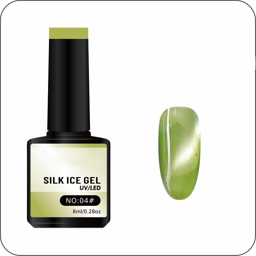 Silk Ice Gel & Cat Eye Nail Polish, Shade,Translucent Base,Jelly Gel Polish, 8ml, UV/LED Soak Off, Long-Lasting, High-Shine Magnetic Effect, Professional Nail Color (Pastel Olive SIG 004)-image-31