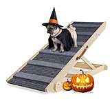 YaFiti Dog Ramp for Bed, Folding Wooden Pet Ramp for Small Large Dogs Cats, 7 Adjustable Height from 10.8" to 26.6", Portable Stable Dog Pet Steps for Car Couch High Bed, Supports Up to 200lbs