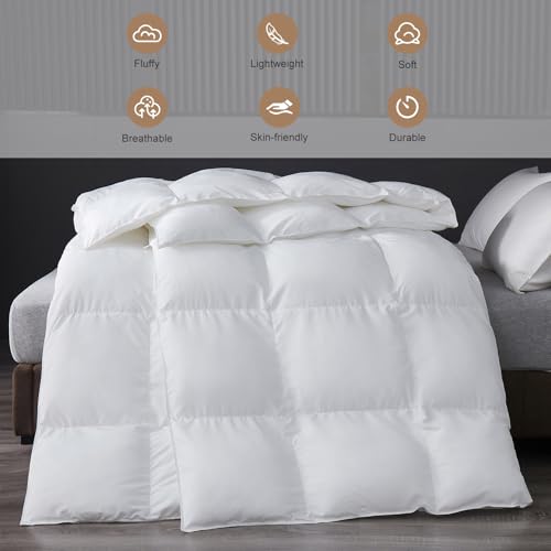 Image of MH MYLUNE HOME Fluffy Down Alternative Comforter, All Season Duvet Insert Lightweight Bed Comforter Insert White Baffle Box Stitched with Corner Tabs (Twin XL All Season 90 inchx68 inch)