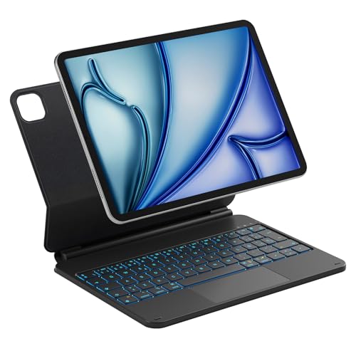 Inateck Neo Magic Teclado Magnético para Air 11'' M4/M3/M2, Teclado de Ajuste Fácil para Air 6/5/4 Gen, iPad Pro 11 4/3/2/1 Gen, Soporte Flotante, Retroiluminación 7 Colores, con Trackpad, KB09119