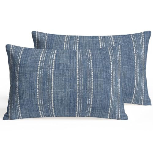 Denim Blue Striped Pillow Covers