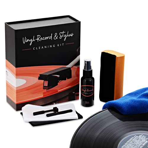 Vinyl Record Cleaning Kit | Complete Vinyl Record Cleaner System with Stylus Cleaning Brush for Turntable Needle