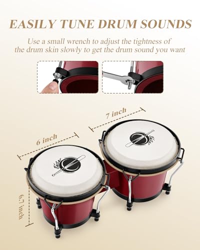 image for Eastar Bongo Drums 6” and 7” Congas Drums for Kids Adults Beginner