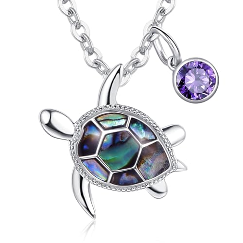 Turtle necklace Abalone Sterling Silver Birthstone Ocean Hawaiian Beach Necklace Sea Turtle Gifts for Women