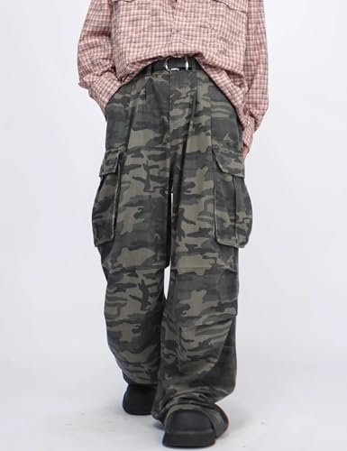 Mens Camo Cargo Pants Y2k Hip Hop Jeans Vintage Dance Skateboard Denim Pants Loose Fit Camouflage Pants Streetwear2