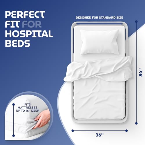 Image of 3 Piece Hospital Bed Sheet Set, Soft Jersey Knitted T-Shirt Quality, 1 Flat, 1 Fitted, 1 Pillowcase (Pack of 2)